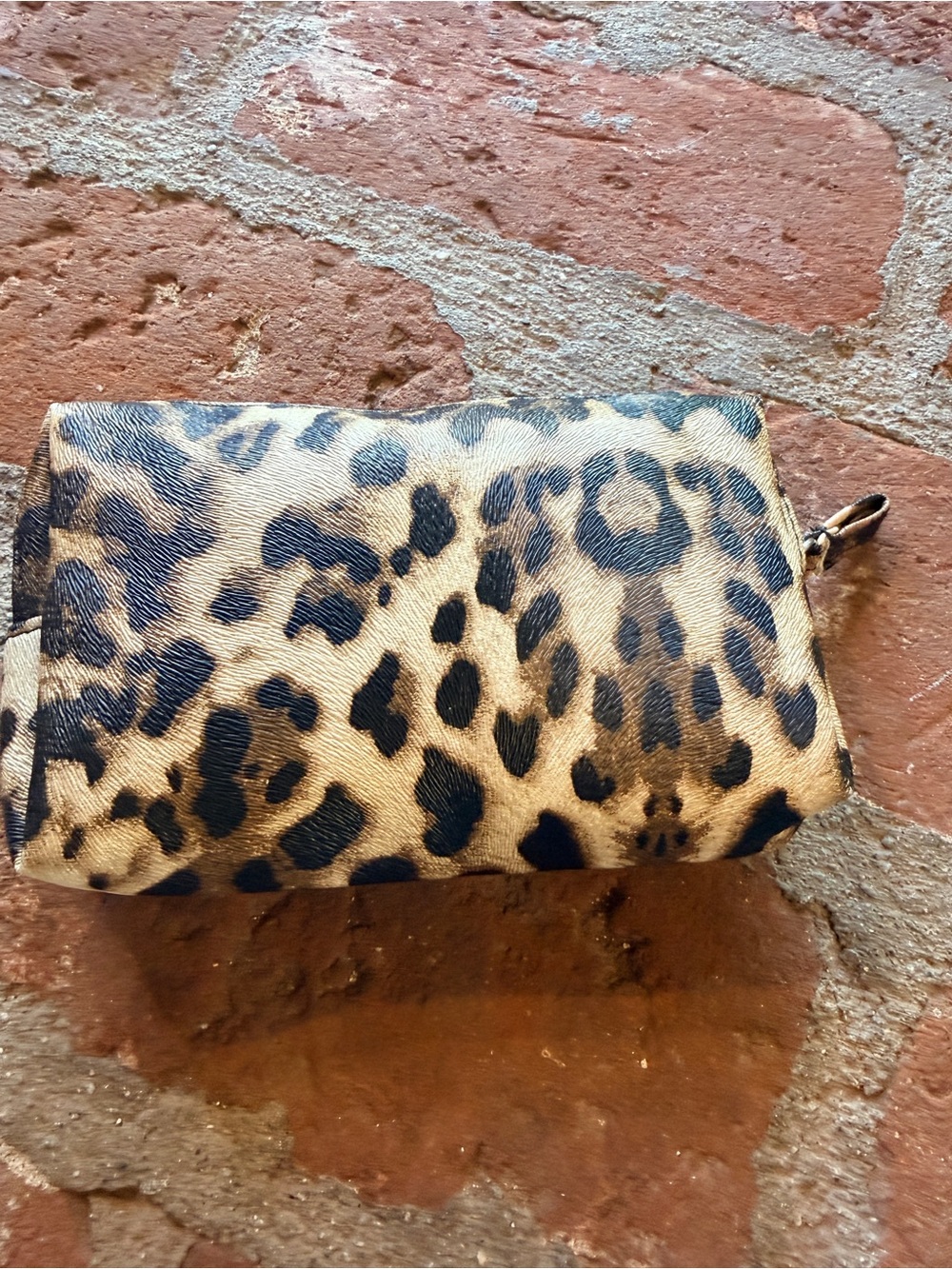London SOHO Leopard Print Makeup Bag Clutch Brown/Black